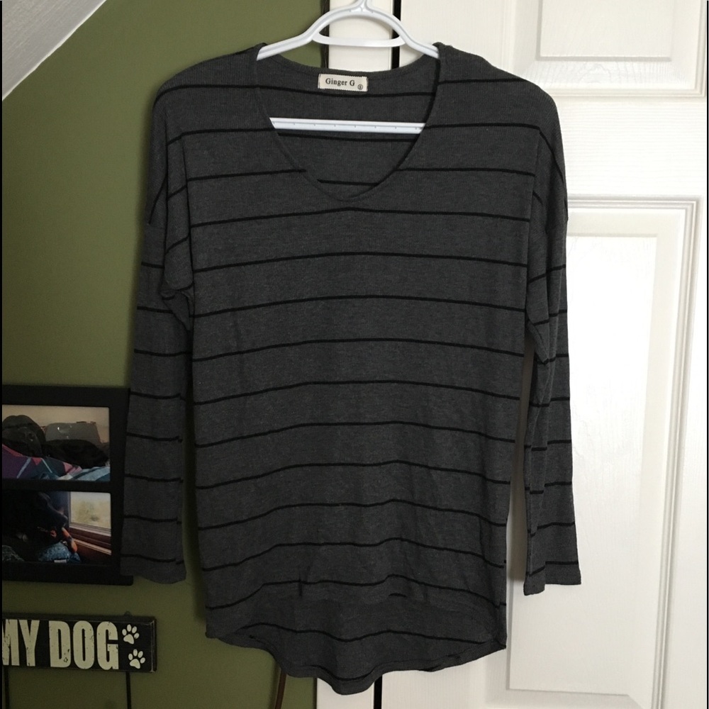 Gray and Black Striped Sweater